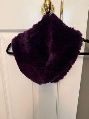 Surely Plush Real Rabbit Fur Infinity Scarf - Deep Plum